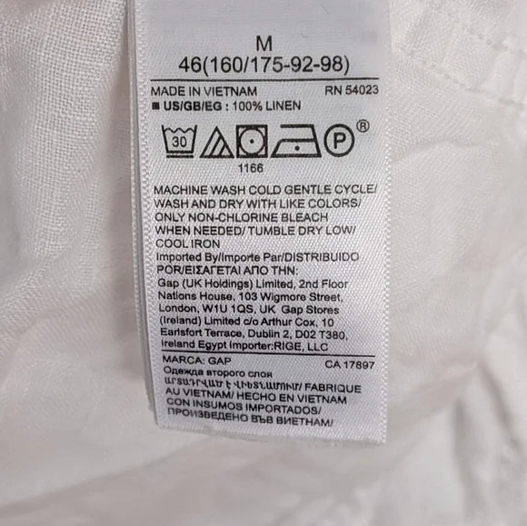 GAP 100% Linen Boyfriend Shirt Button down shirt white medium - Picture 5 of 8